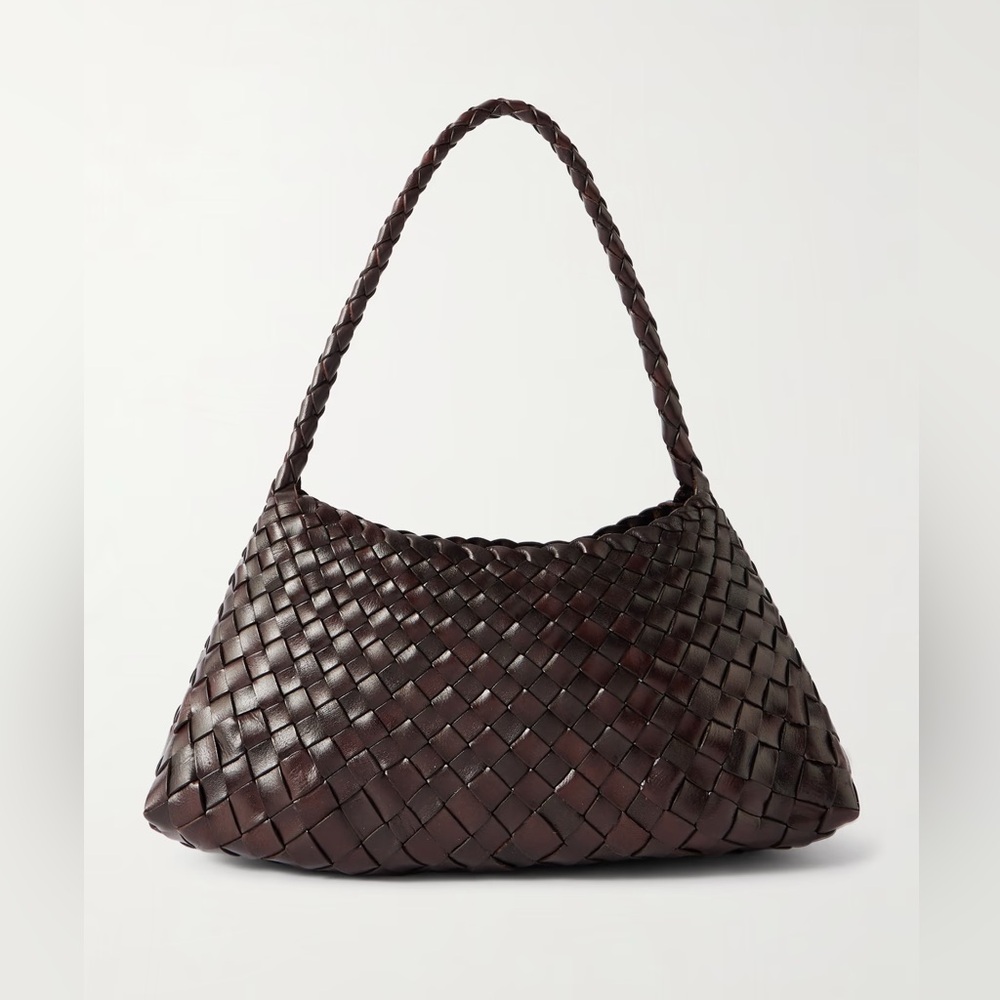 DRAGON DIFFUSION Rosanna mini woven leather tote color dark brown